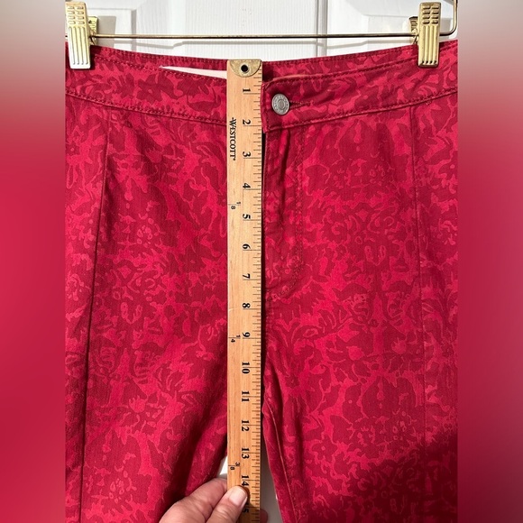 PILCRO Anthropologie Flocked High Rise Leggings size 28  Cranberry PRISTINE - Picture 5 of 12